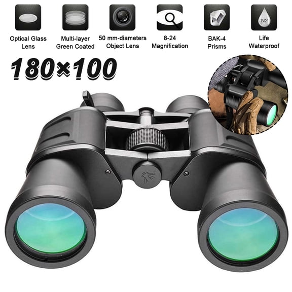 180×100 High Power Binoculars for Adults, HD Waterproof Binoculars with BAK4 Prism & FMC Green Coated Lens, Low Light Vision Binocular for Bird Watching Hunting Travel Concert Stargazing, Black