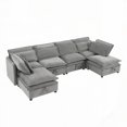 thumbnail image 5 of Modern Large U-Shape Double-Layer Cushion 6-Seater Sofa by U_Style, Storage Function & Convertible to Bed for Various Spaces, 5 of 23