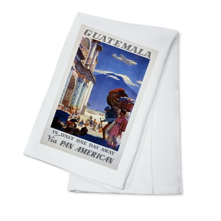 Pan Am Wash Pan Am - Guatemala - One Day - (artist: Lawler) - Vintage Advertisement (100% Cotton Kitchen Towel) ()