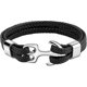 thumbnail image 1 of ZHAOCHENG Pulsera para hombres y mujeres, pulsera de piel de vaca hecha a mano, pulsera de ancla vintage multicapa, 3 tamaños, 21 cm, plata y negro, 1 of 4