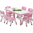 thumbnail image 1 of Conjunto Ajustable de Mesa y 6 Sillas para Niños con Diseño Graffiti Fácil de Limpiar, Ideal para Actividades, Manualidades y Juegos en Guarderías, Aulas y Hogar,sin estuche de almacenamien, rosa, 1 of 9