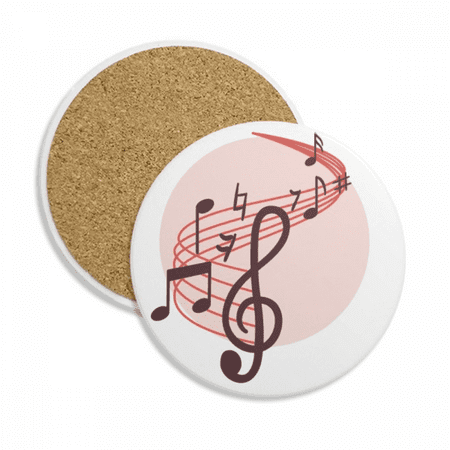 

Red Round-shaped Movg Music Notes Coaster Cup Mug Round Holder Absorbent Stone 2pcs