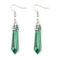 thumbnail image 1 of Nvzi Pendientes para hombre y mujer, pendientes de acero inoxidable con colgante hexagonal de una sola punta de cristal de piedra natural (verde oscuro), 1 of 5