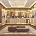 thumbnail image 5 of Aheaplus Closet System with 3 Sets, 86.8" Closet Organizer System with 6 Drawers & 4 Hanging Rods, L Shaped Walk-in Closets, Wardrobe Set, Corner Tower, Garment Rack Load 2000+LBS,White Oak, 5 of 7