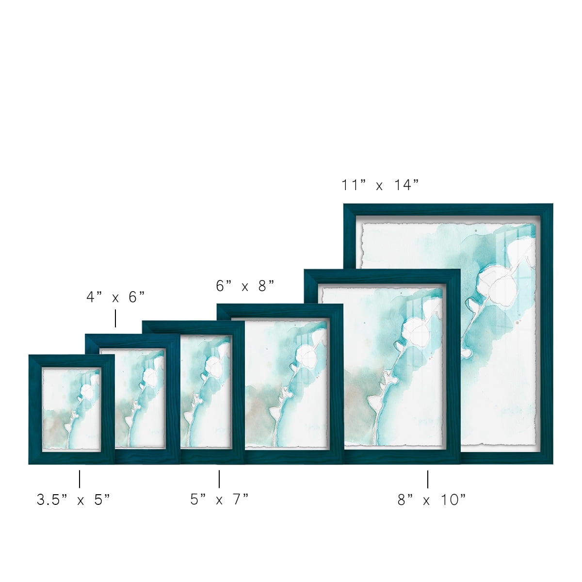 Ginkgo on Dusty Teal VII - Framed Print w/glass - Ocean Blue