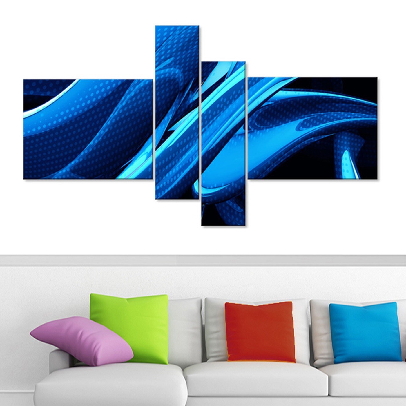Design Art Liquid Blue Abstract Canvas Art, 32" x 16"