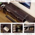 thumbnail image 6 of ChVans 3-Sided Glass 81" Fireplace TV Stand for TVs up to 90", Farmhouse Entertainment Center TV Console Table with 50" Electric Fireplace & LED Lights, TV Stand with Fireplace 3D, Brown, 6 of 9