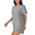 thumbnail image 2 of Bixox Women's Gray Plaid Printed Pajama Set 2 Piece Lounge Set Top and Shorts Soft Pajamas, Shorts with Pockets, 2 of 7