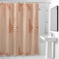 thumbnail image 2 of Abstract Lines Shower Curtain, Mid Century Orange Vintage Geometric Line Texture Waterproof Shower Curtain Set with 12 Hooks Lightweight Bath Curtains Fabric Bathroom Decor 72x78 Inches, 2 of 9
