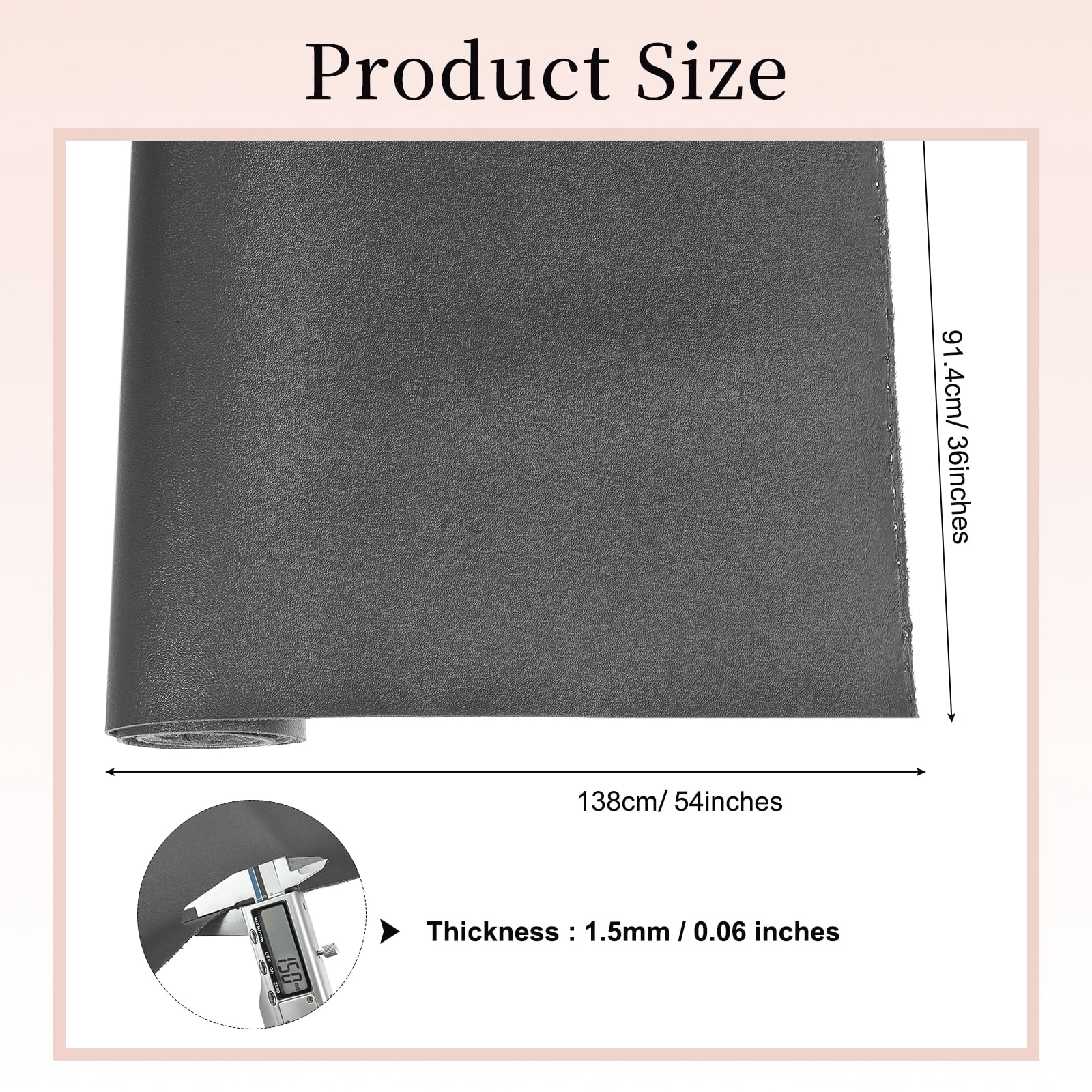 Uxcell Marine Vinyl Fabric, 54 Inch 1 Yard Upholstery Faux Leather Soft Waterproof Sheets Fabric for Crafts DIY Sewings Sofa Wallets Handbag Car, Gray