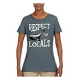 thumbnail image 2 of Wild Bobby Respect The Locals Save Our Oceans Whale Animal Lover Women Graphic Tee, Charcoal, Small, 2 of 6