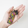 thumbnail image 4 of Wukai Colrful Tropical Leaves Print Leather Car Keychain, Universal Key Fob Keychain, Leather Key Chain Holder for Men and Women,360 Degree Rotatable, 4 of 5