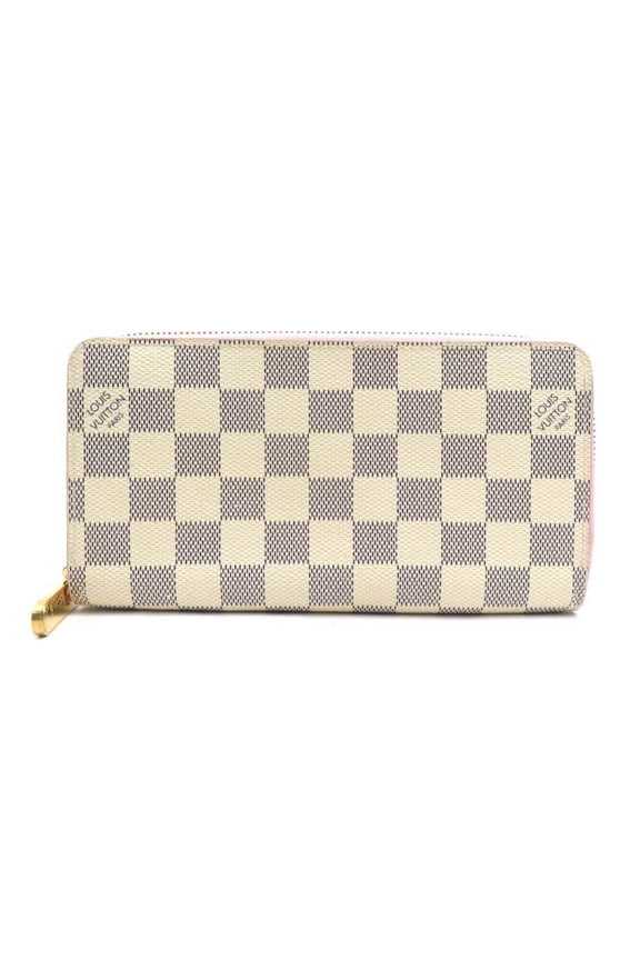 Pre-Owned Louis Vuitton LOUIS VUITTON Round Long Wallet Damier Azur Zipper Canvas Azure Pink...
