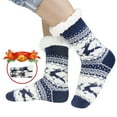 thumbnail image 2 of Elegant Choise Fuzzy Socks Winter Slipper Fleece Lined Floor Socks for Women, Blue, 2 of 12