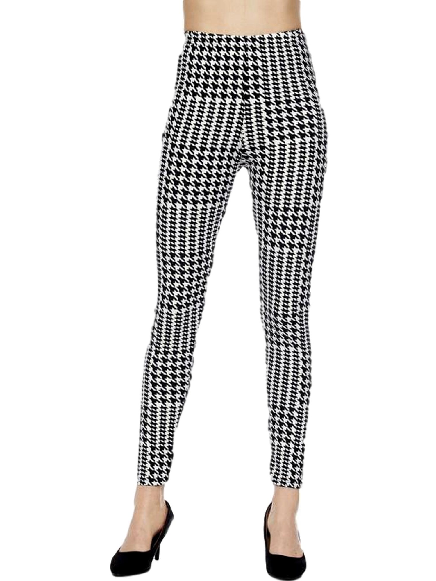 Curvy Houndstooth Leggings, Black 