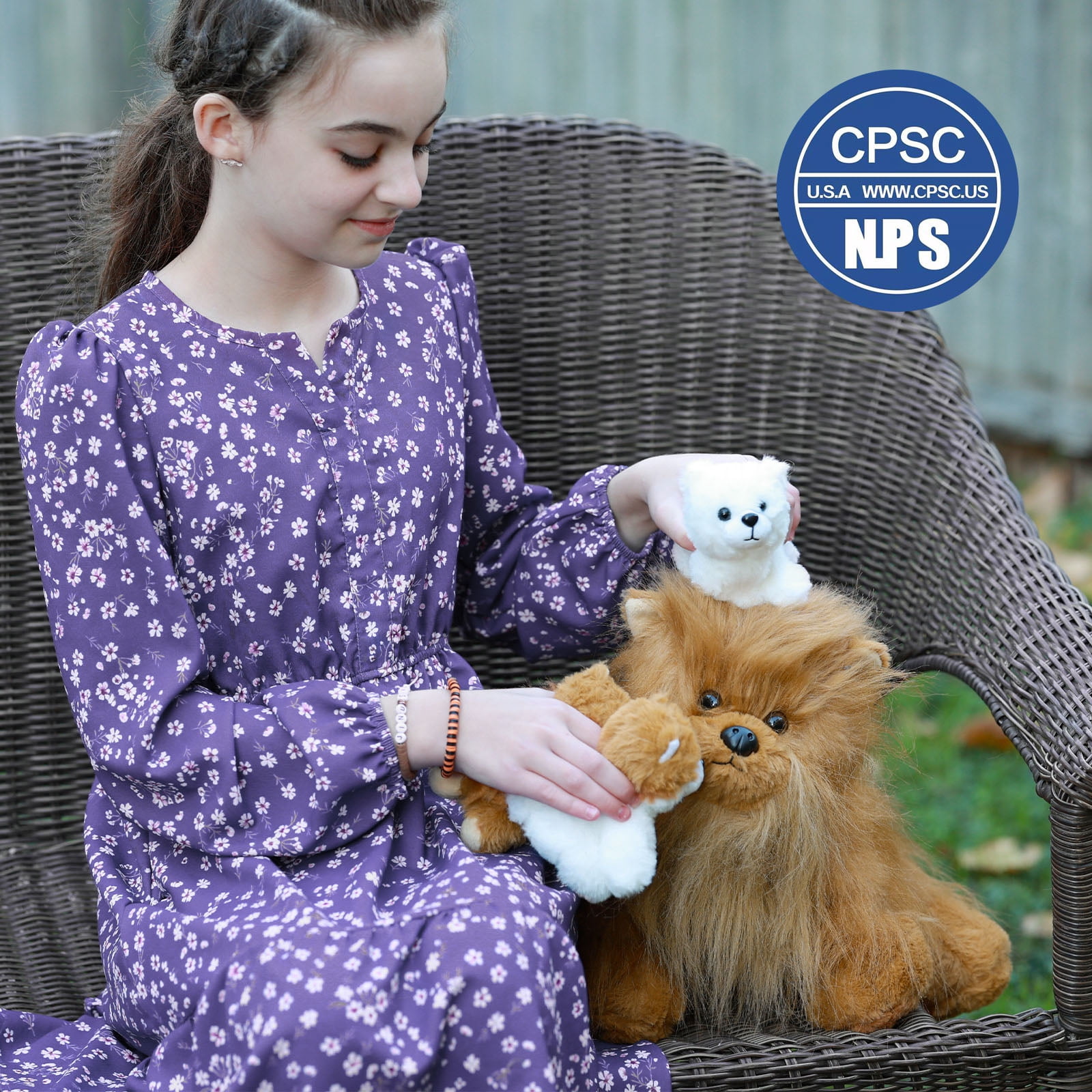 MorisMos 13.8'' Stuffed Dog Plush Mommy Dog with 3 Puppy Toy