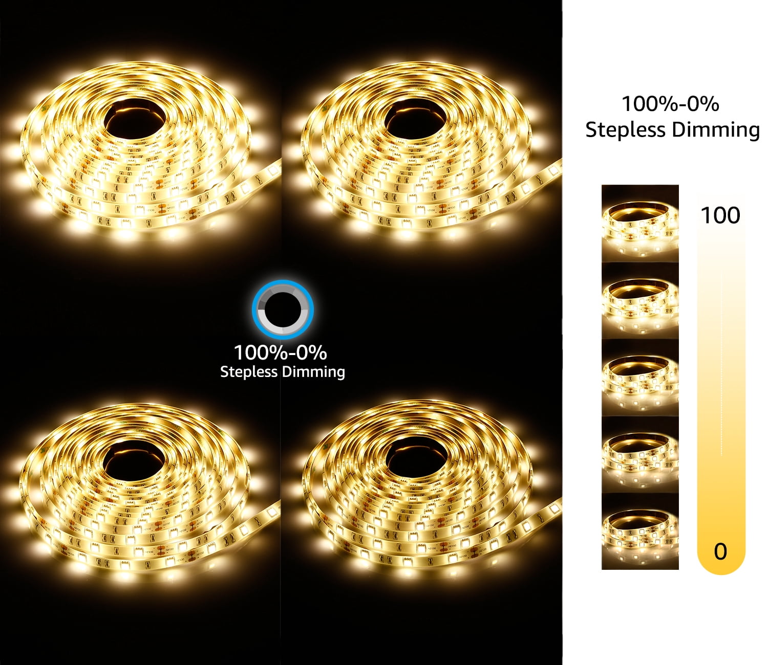 16.4 ft LED Strip Lights with Remote Control, Flexible Tape Light, IP65 Waterproof Lighting Kit, 3000K Warm White