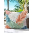 thumbnail image 4 of Outdoor Pillows Waterproof, Orange Green Blue Palm Leaves Throw Pillows with Inserts Included, Summer Tropical Botanical Indoor Outdoor Decorative Lumbar Pillow for Bed/Couch/Patio 18"x18", 1Pcs, 4 of 8