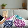 thumbnail image 3 of Day of the Dead Soft Flannel Fleece Throw Blanket, Skull Oriental Mexican Sugar for Day, Cozy Plush for Indoor and Outdoor Use, 50" x 60", Turquoise Fuchsia, by Ambesonne, 3 of 5