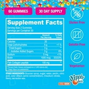 Dippin Dots Collagen + Biotin Pectin Gummies for Joints, Hair, Skin, and Nails, Raspberry Squish Flavor, 60 Count