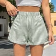 thumbnail image 5 of Women's Striped Print Shorts High Waisted Elastic Waist Wide Leg Loose Casual Shorts S, 5 of 9
