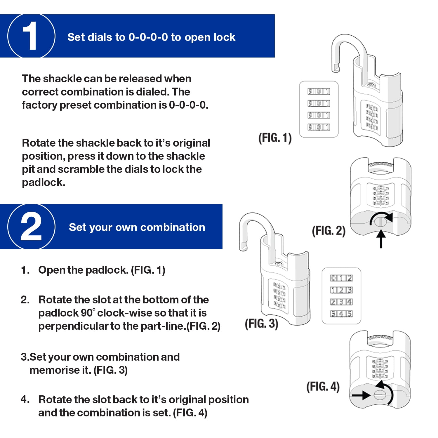 Brinks 57mm 4-Digit Resettable Steel Combination Padlock with 1in Shackle and Shrouded Guard