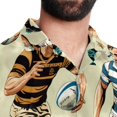 thumbnail image 5 of Football Men's Short Sleeve Button Down Poplin Hawaiian Shirt for Summer Beach, Casual Printed Unisex Style, 5 of 6