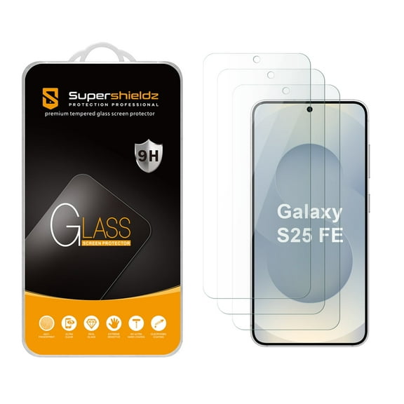 (3 Pack) Supershieldz Designed for Samsung (Galaxy S25 FE) Tempered Glass Screen Protector, Anti Scratch, Bubble Free
