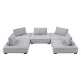 thumbnail image 5 of Modular Deep Tufted Sectional Sofa Set, Grey Gray, Fabric, Modern Contemporary French Country, Living Lounge Cafe Room Hotel Lobby Hospitality, 5 of 9