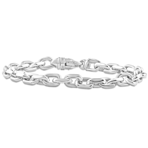 Pompeii Men's Polished Steel Single Tone Oval Clasp 7.5mm Link 8.5 " Bracelet (,)