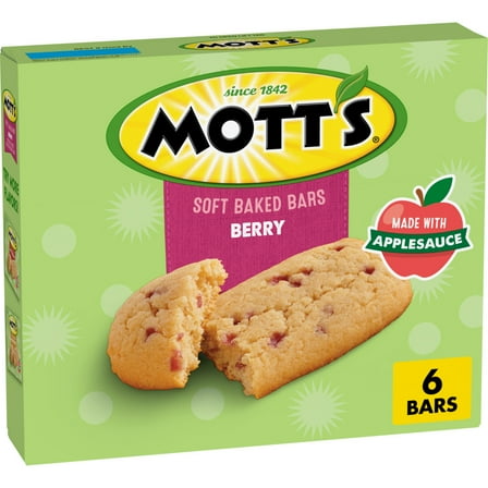 Mott's Soft Baked Bars, Berry, Made with Applesauce, 6 Ct, 5.76 oz