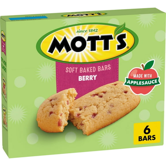 Mott's Soft Baked Bars, Berry, Made with Applesauce, 6 Ct, 5.76 oz