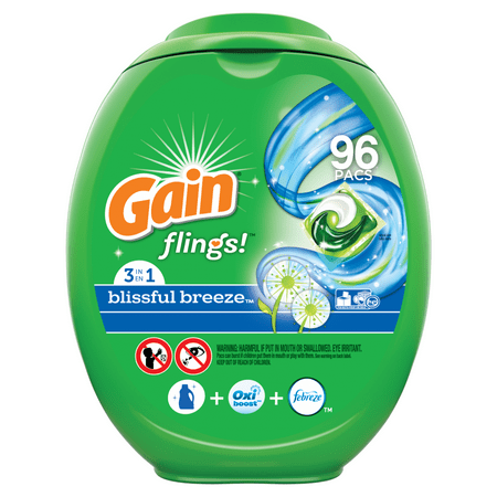 Gain Flings Blissful Breeze, Laundry Detergent Pacs, 96