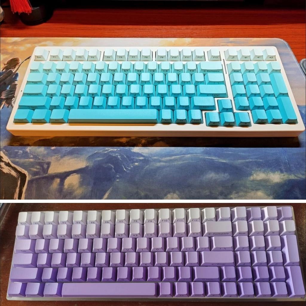 Dye Sublimation Keycaps Letter Top/Side Engraveds Gradients Color Keycaps 125Keys for Mechanical Keyboards