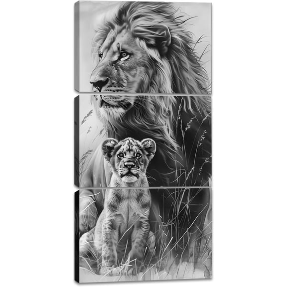 Hieng Lion Wall Art Lion Picture Wall Decor Black Animals Head Portrait Painting for Living Room Bedroom Unframed