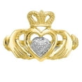 thumbnail image 5 of 10K Two-Tone Gold Ring Band Themed & Rhodium Claddagh, Size 9, 5 of 5