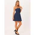 thumbnail image 2 of Mini Vestido de Mezclilla de Tubo sin Mangas para mujer Vestido Vaquera Azul XL, 2 of 5