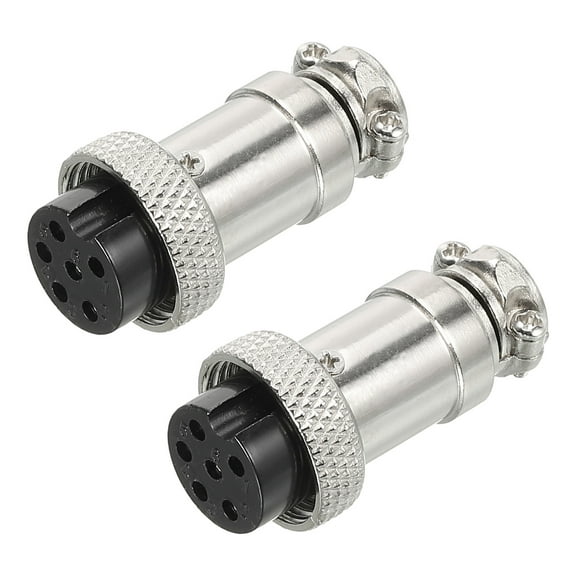 Uxcell Aviation Connector GX16 6 Pins 16mm Silver Female Wire Panel Docking Connector 2 Pack