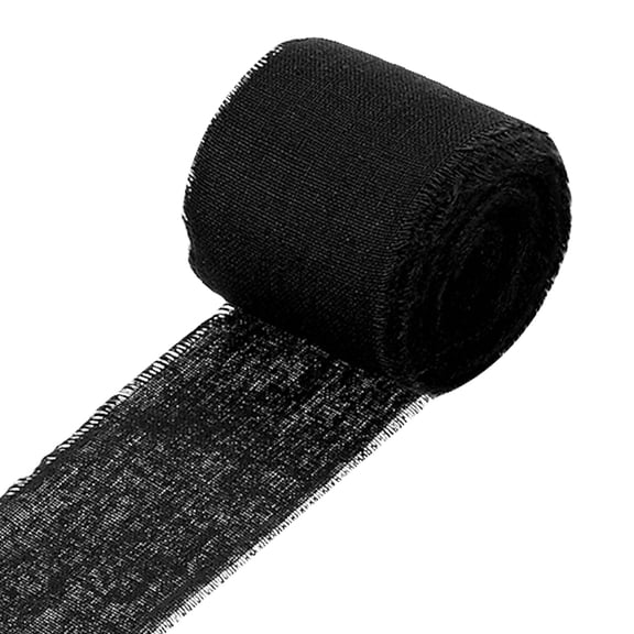 Uxcell Cotton Linen Ribbon Handmade Fringe Cotton Ribbon Frayed Fringe Fabric Ribbons for DIY Black
