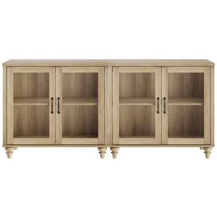 Oak Buffet Cabinet with Glass Door