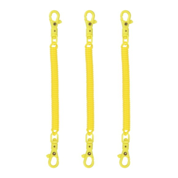 Uxcell Retractable Coil Spring Keychain, (7.9 Inch, Yellow) (3 Pcs), Anti-Lost Stretch Cord Safety Key Chain with Plastic Lobster Clasp, Suit For- Keys/Wallet/Cellphone