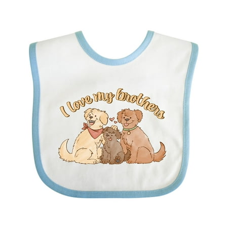 

Inktastic I Love My Brothers Cute Smiling Dogs Gift Baby Boy or Baby Girl Bib