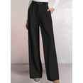 thumbnail image 5 of Womens Wide Leg Dress Pants Business Casual Flowy Work Palazzo Pants High Waisted Slacks Trousers Black L, 5 of 7