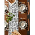 thumbnail image 2 of Black White Snowflake Christmas Burlap-Cotton Table Runner 70 Inches Long,Xmas Snowflake Vintage Farmhouse Table Runners,Outdoor Dining Tablecloths Decor for Baby Shower Party Wedding 13x70, 2 of 9