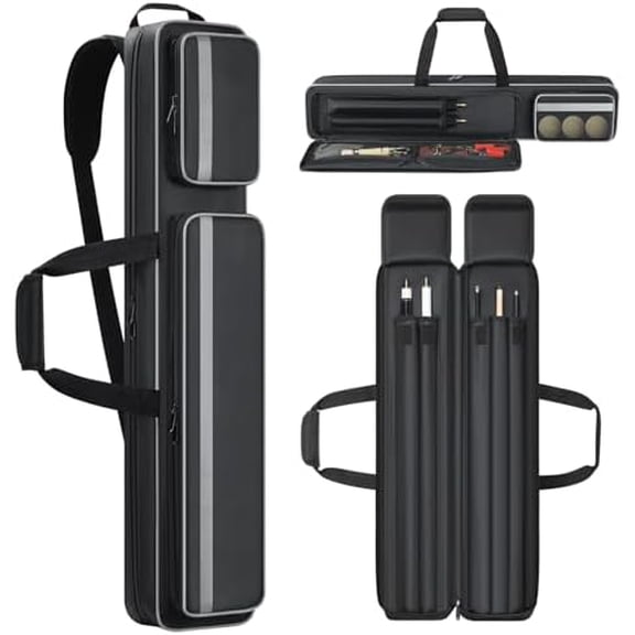 Pool Cue Case 2x3, Pool Stick Bag Pool Cue Soft Case with Multi-pocket for 2 Butts and 3 Shafts, Pool Stick Case with Shoulder Straps & Handle for Pool Cue & Accessories ( for 2 Butts & 3 Shafts )