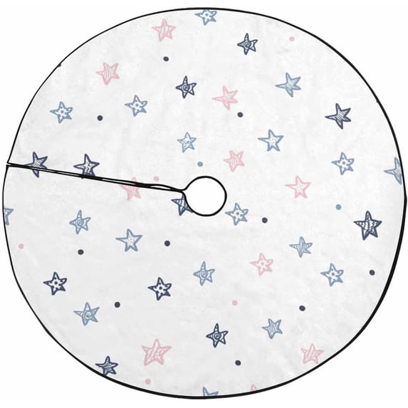 FMSHPON Stars Cartoon Pattern Xmas Christmas Tree Skirt Stand Mat for Holiday Party Decoration Indoor Outdoor 48 inches