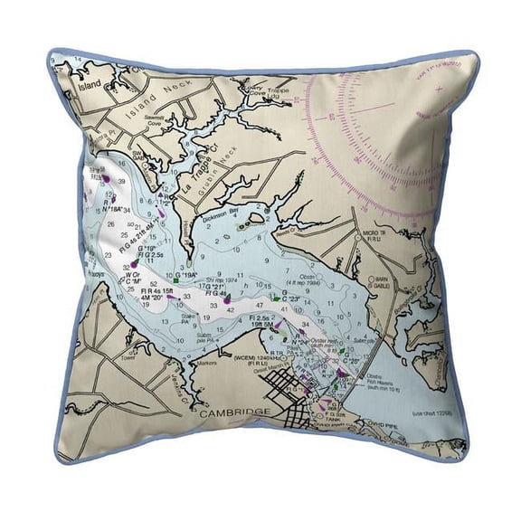 Betsy Drake ZP12263CT 22 x 22 in. Cambridge, MD Nautical Map Extra Large Indoor & Outdoor Zippered Pillow