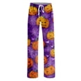 thumbnail image 4 of Halloween Pajama Pants for Women Spooky Pumpkin Print Elastic Waist Comfy Lounge Pjs Pants, 4 of 5