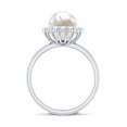 thumbnail image 3 of Rosec Jewels Real Freshwater Pearl Cocktail Ring with Diamond Halo for Women (8 mm), 925 Sterling Silver, US 10.00, 3 of 9