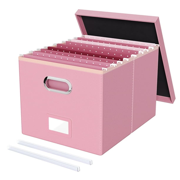 Caja Organizadora de Archivos Oterri Portátil Rosa con Tapa